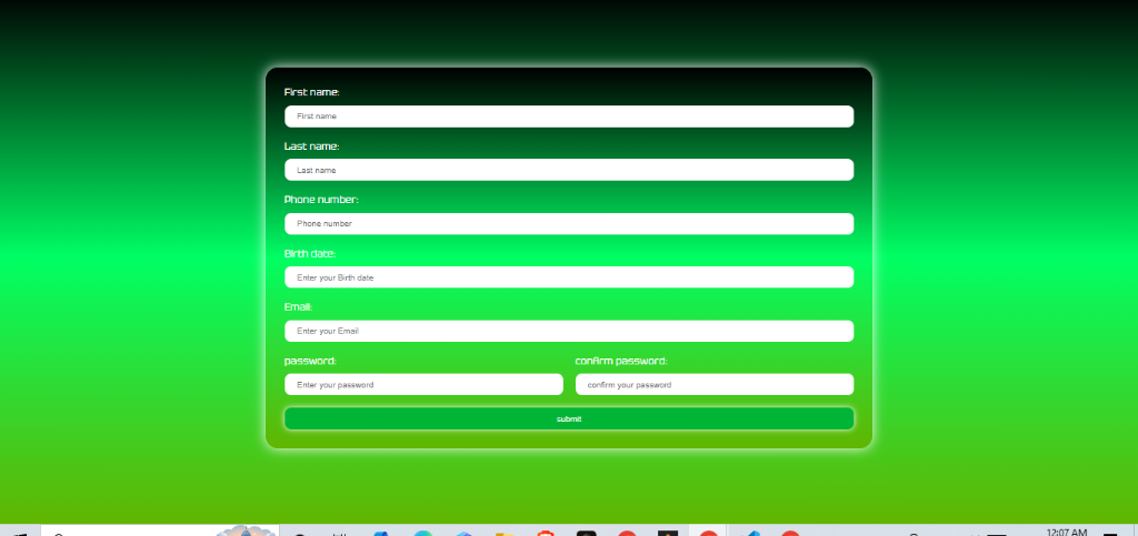 Registration Form Website Preview